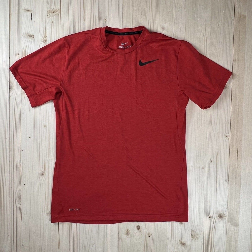 Nike Mens Red Heather Dri-Fit Training Short Sleeve Shirt Medium 848888